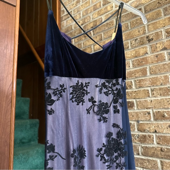 VTG 80s 90s Pink w/ Mesh Overlay Floral Burnout Empire Waist Formal Prom Dress - Picture 2 of 11